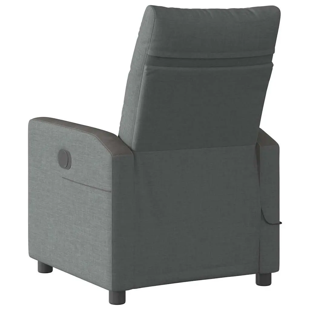 Massage Recliner Chair Grey Fabric Manual Recline Vibration Armchair Relaxation