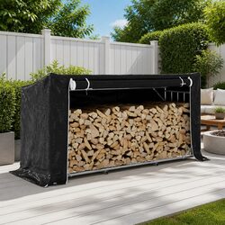 Welcome the Firewood Rack with Rain Cover 200.5x80.5x110.5 cm