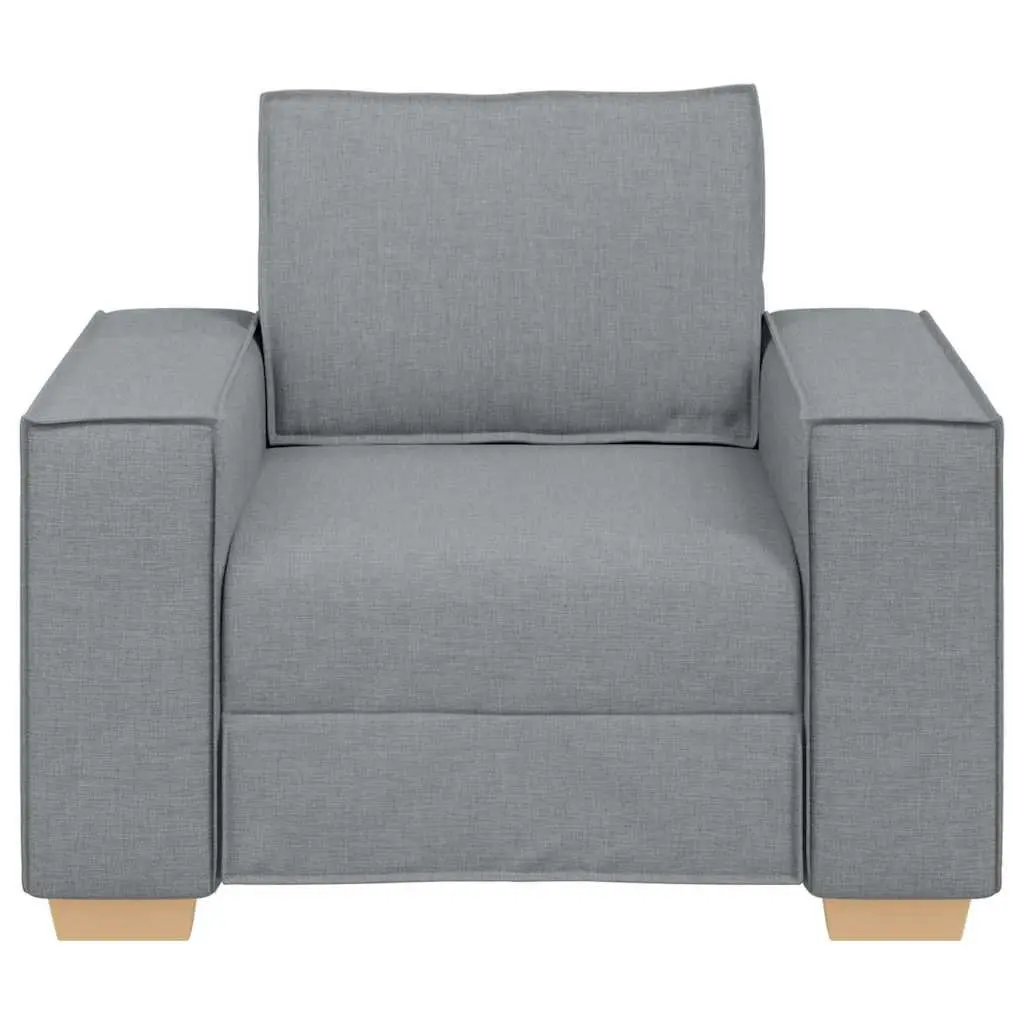 Sofa Chair Light Grey Fabric Padded Backrest Wide Armrests