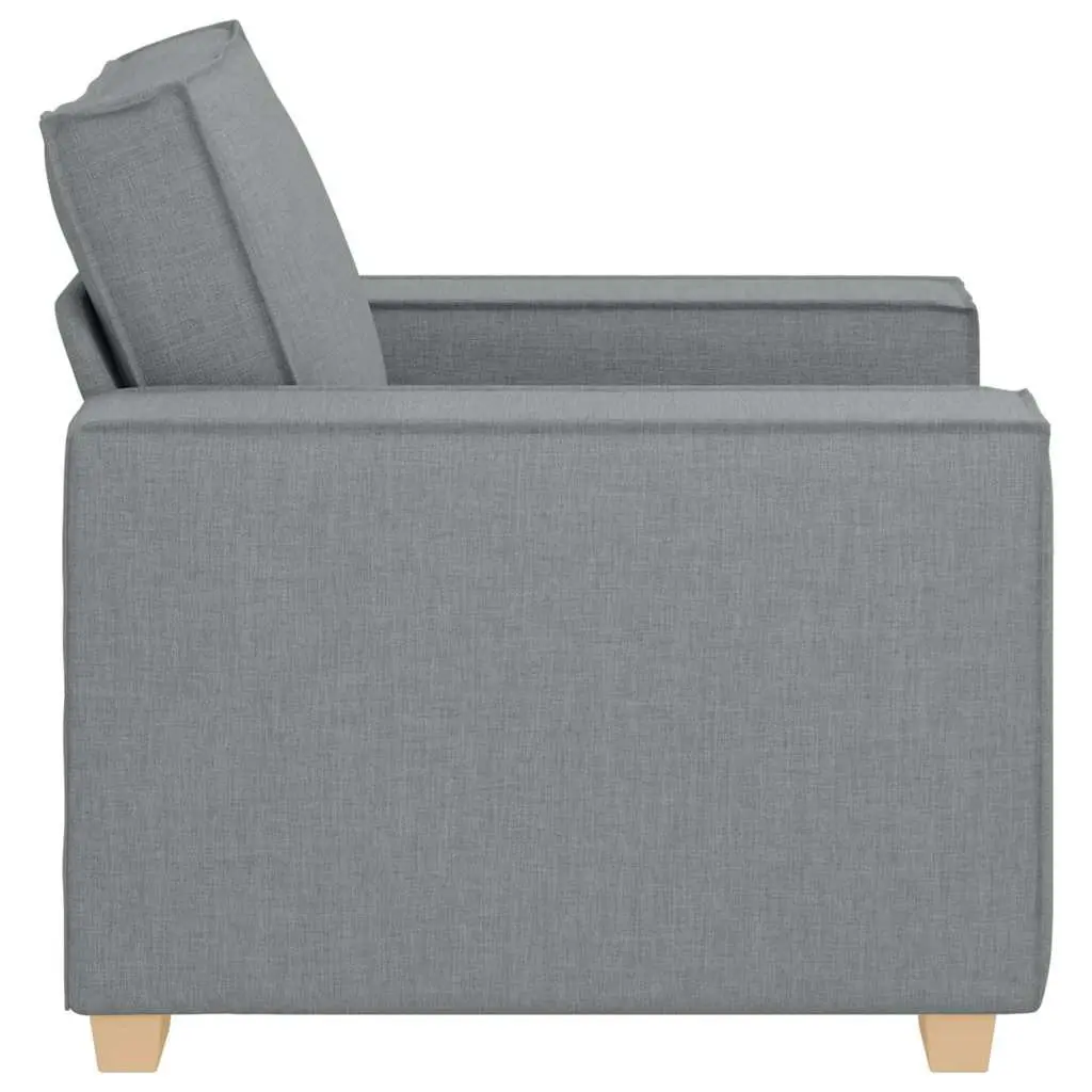 Sofa Chair Light Grey Fabric Padded Backrest Wide Armrests