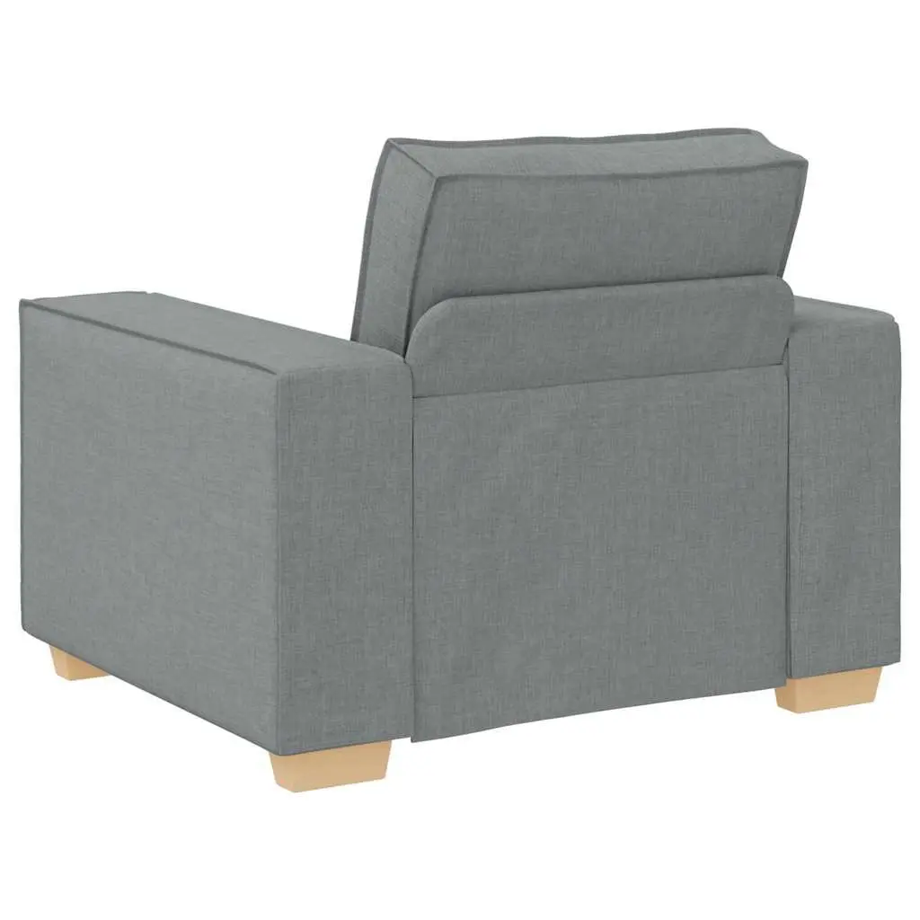 Sofa Chair Light Grey Fabric Padded Backrest Wide Armrests