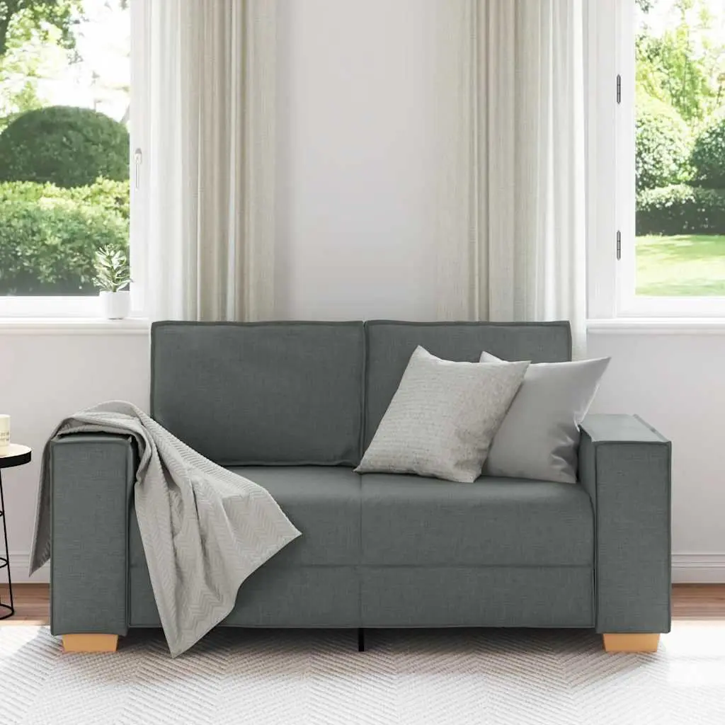 2-Seater Sofa Dark Grey Fabric 160x78x84cm