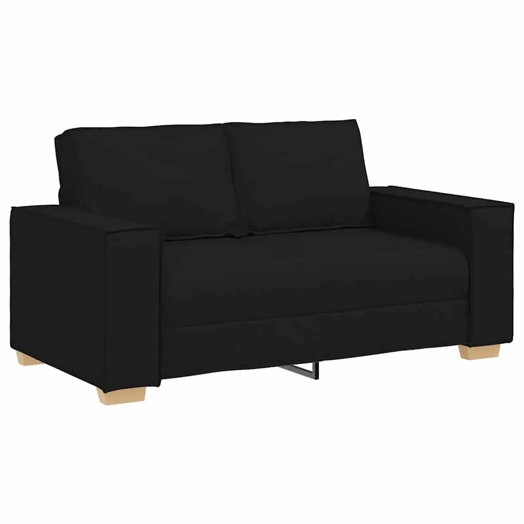 Black Fabric 2-Seater Sofa Lounge Couch with Wide Armrests 160x78x84cm