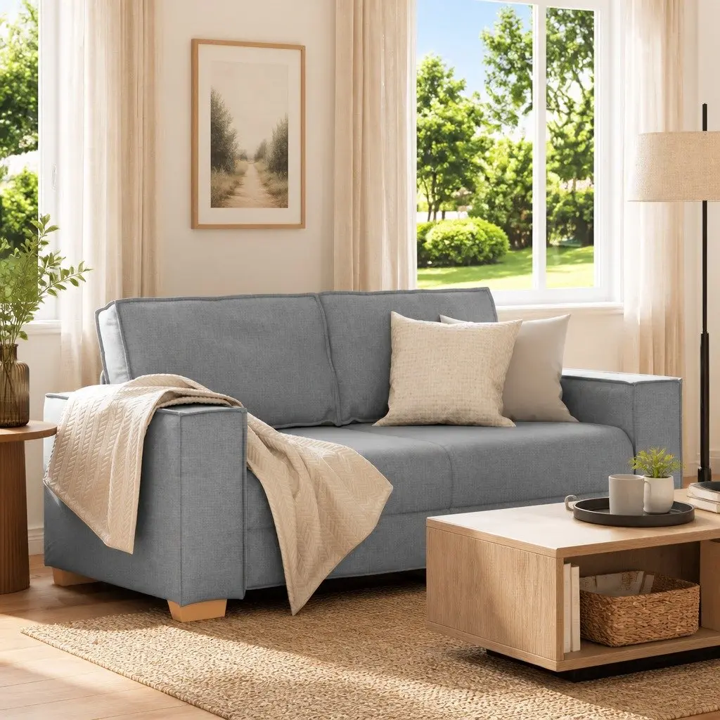 Sofa Grey Fabric 2-Seater Lounge Couch 180 x 78 x 84 cm