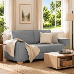 Stylish Grey Fabric 2-Seater Sofa: Comfort Meets Design