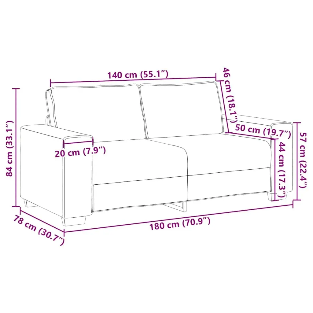 Sofa Grey Fabric 2-Seater Lounge Couch 180 x 78 x 84 cm
