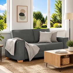 2-Seater Sofa Grey Fabric Lounge Couch Living Room Furniture 180x78x84 cm