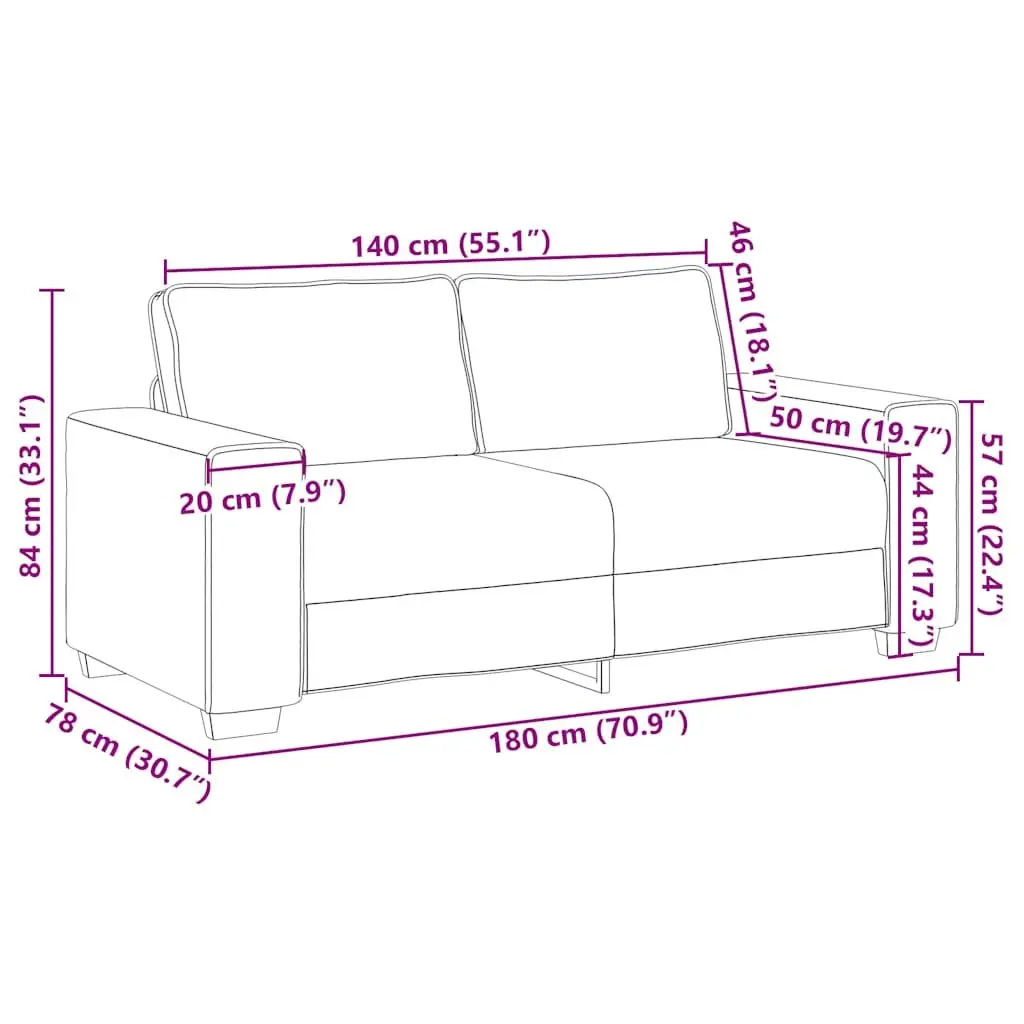 2-Seater Sofa Grey Fabric Lounge Couch Living Room Furniture 180x78x84 cm
