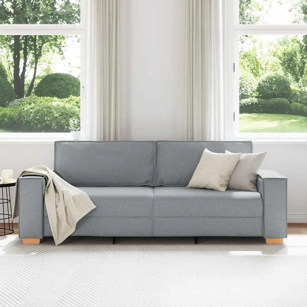 3-Seater Sofa Light Grey Fabric Lounge Couch Living Room Furniture 220x78x84cm