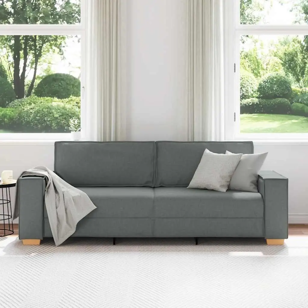 3-Seater Sofa Grey Fabric Lounge Couch Living Room Furniture 220x78x84cm