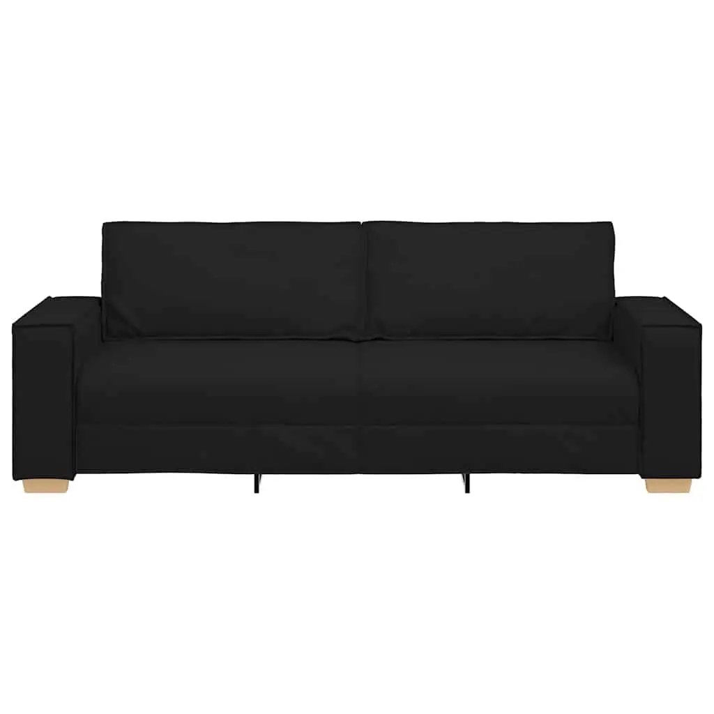 3-Seater Sofa Black Fabric Upholstered 220x78x84cm