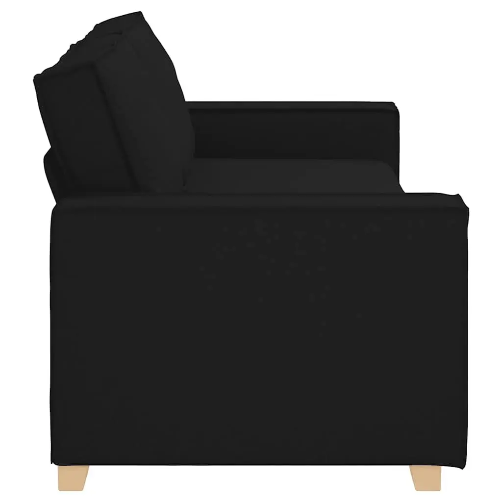 3-Seater Sofa Black Fabric Upholstered 220x78x84cm
