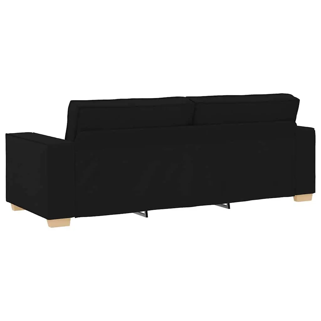 3-Seater Sofa Black Fabric Upholstered 220x78x84cm