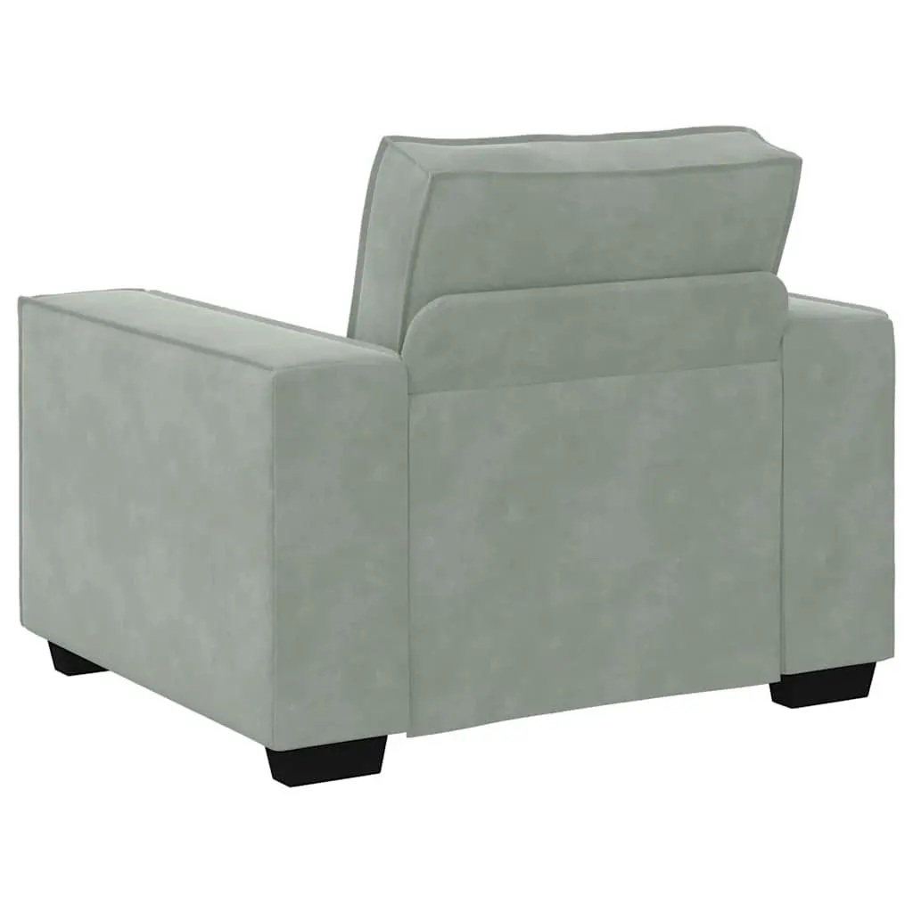 Sofa Chair Light Grey Velvet Upholstered Armchair 100 x 78 x 84 cm