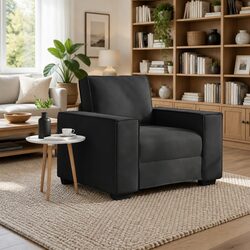 Your Cozy Spot Awaits with This Black Velvet Sofa Chair