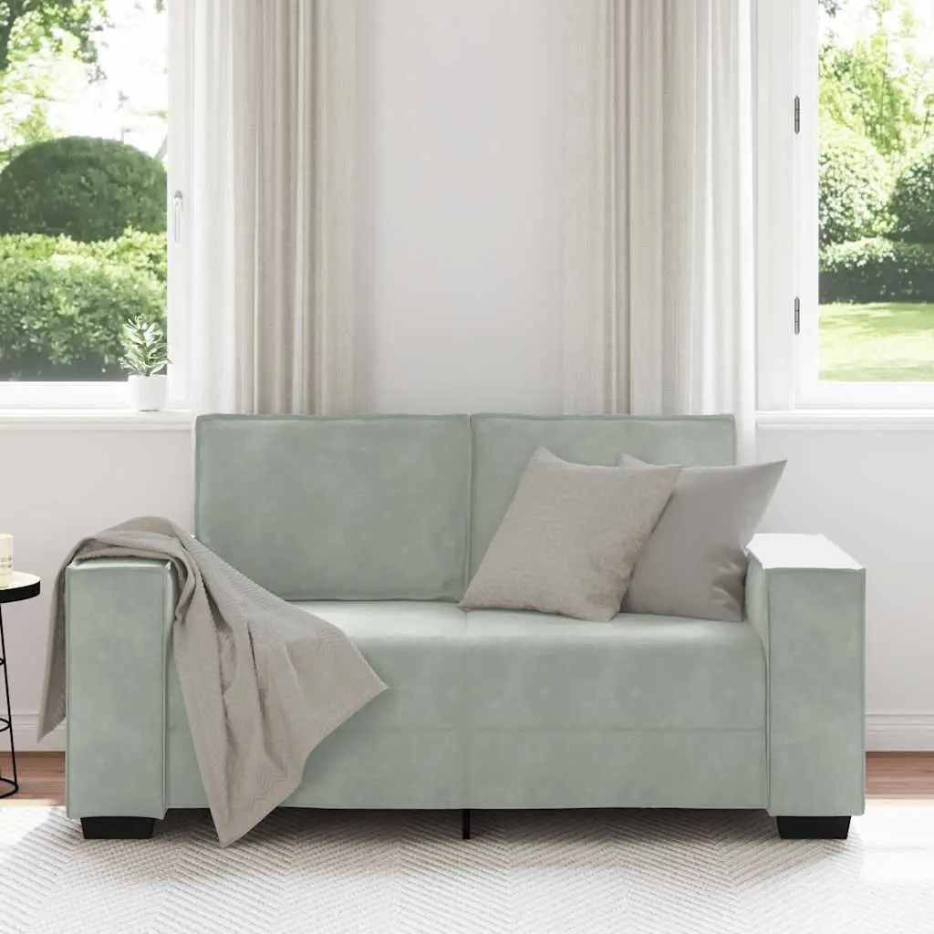 2-Seater Sofa Grey Velvet Upholstered Lounge Couch 160 x 78 x 84 cm