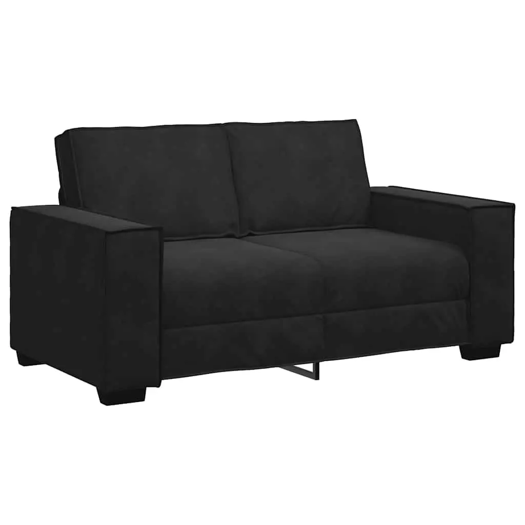 2-Seater Sofa Black Velvet Living Room Furniture Lounge Couch Armrests