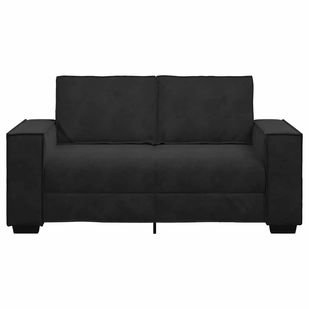 2-Seater Sofa Black Velvet Living Room Furniture Lounge Couch Armrests