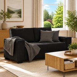 2-Seater Sofa Black Velvet Living Room Lounge Couch Relaxing Furniture