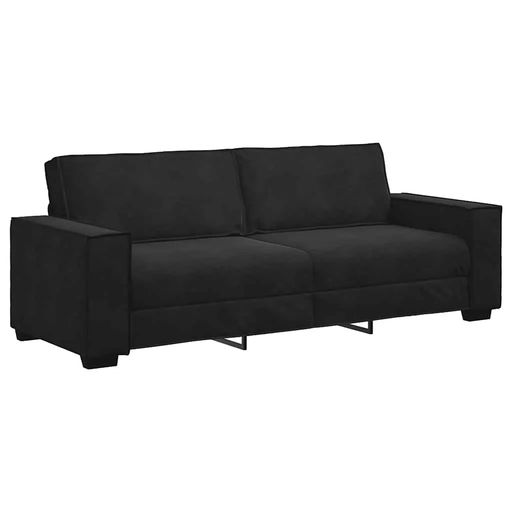 3-Seater Velvet Sofa in Black