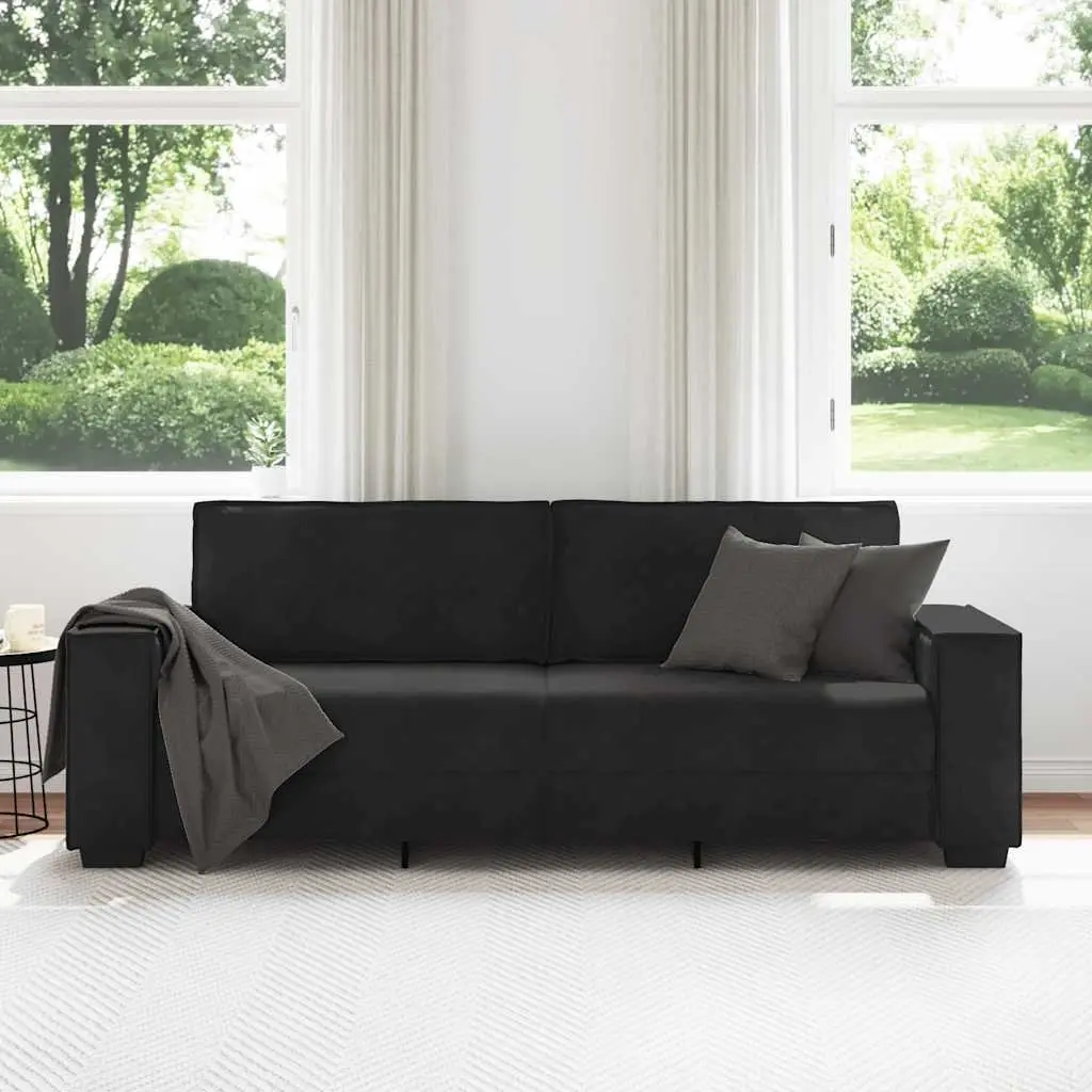 3-Seater Velvet Sofa in Black