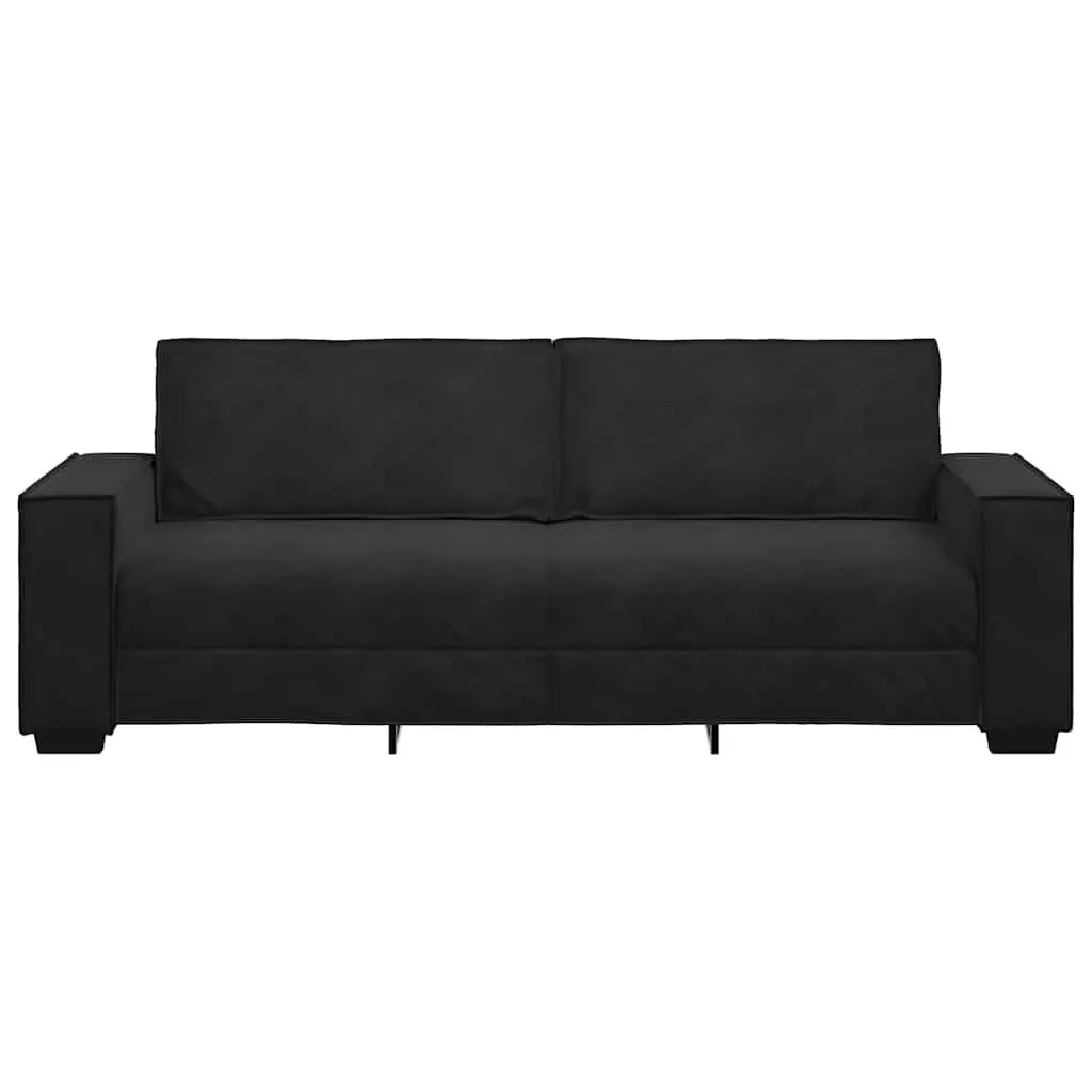 3-Seater Velvet Sofa in Black