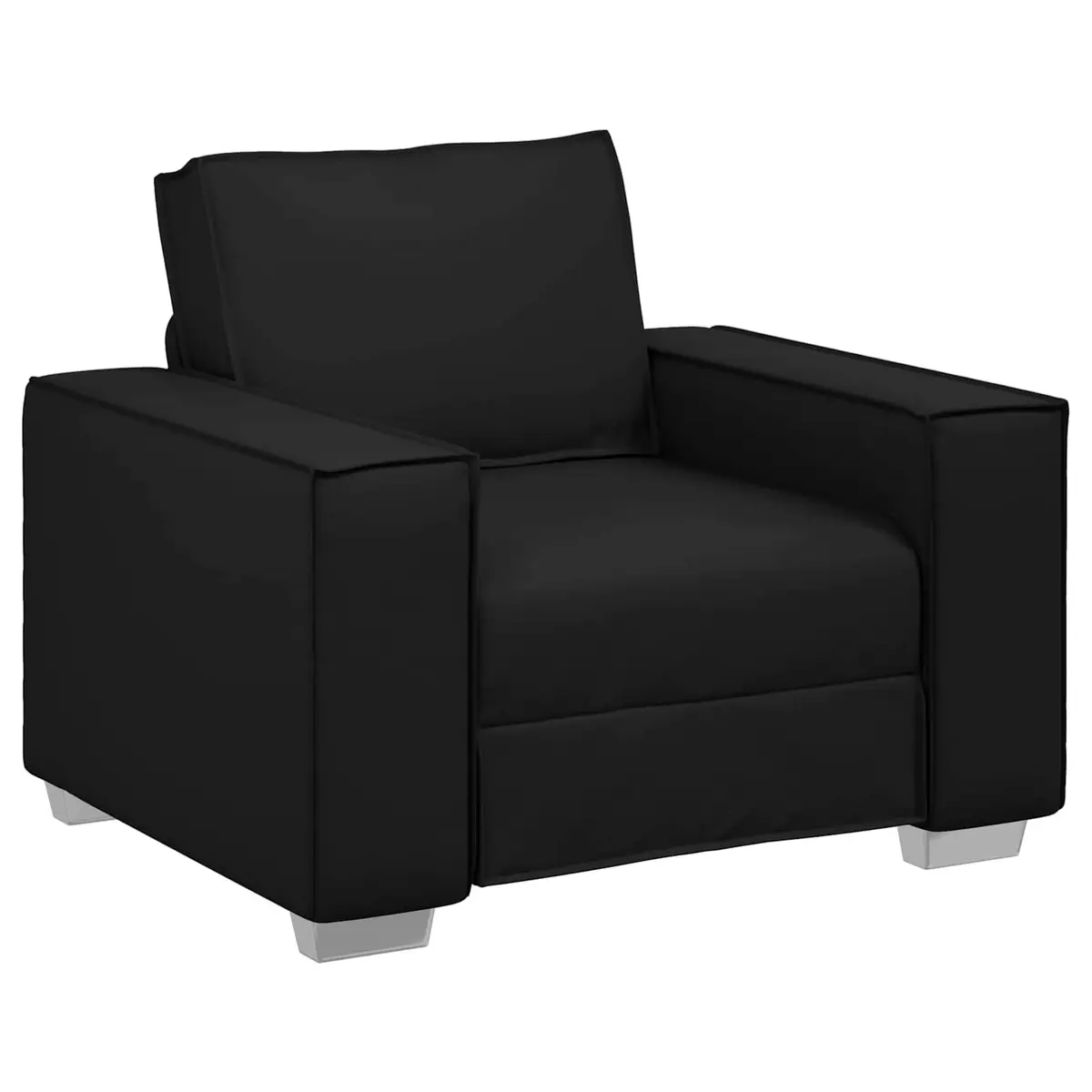 Sofa Chair Black 100cm Modern Faux Leather Seating Lounge Couch Armrest