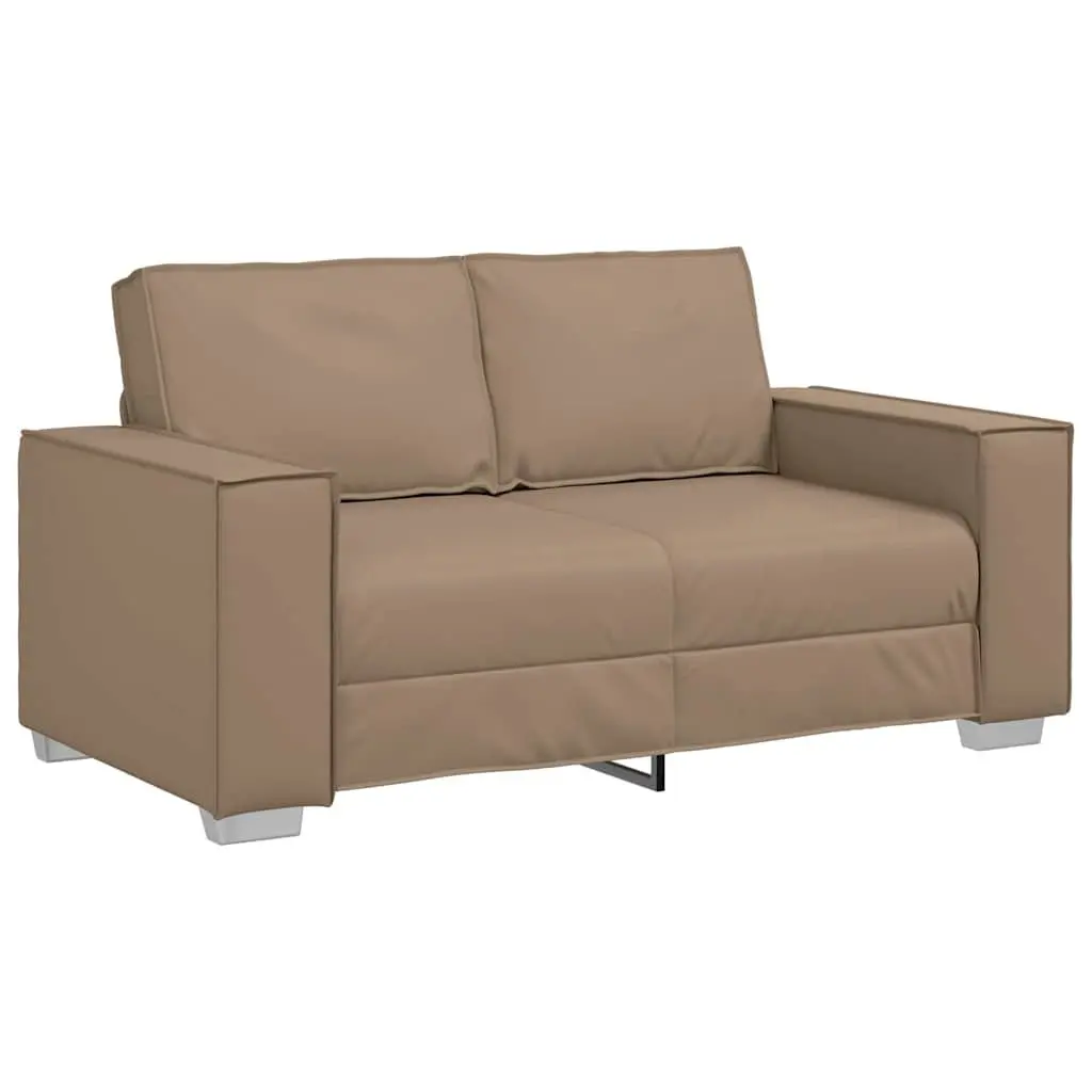 Faux Leather Loveseat Sofa 2 Seater 160 cm Indoor Seating Cappuccino Brown