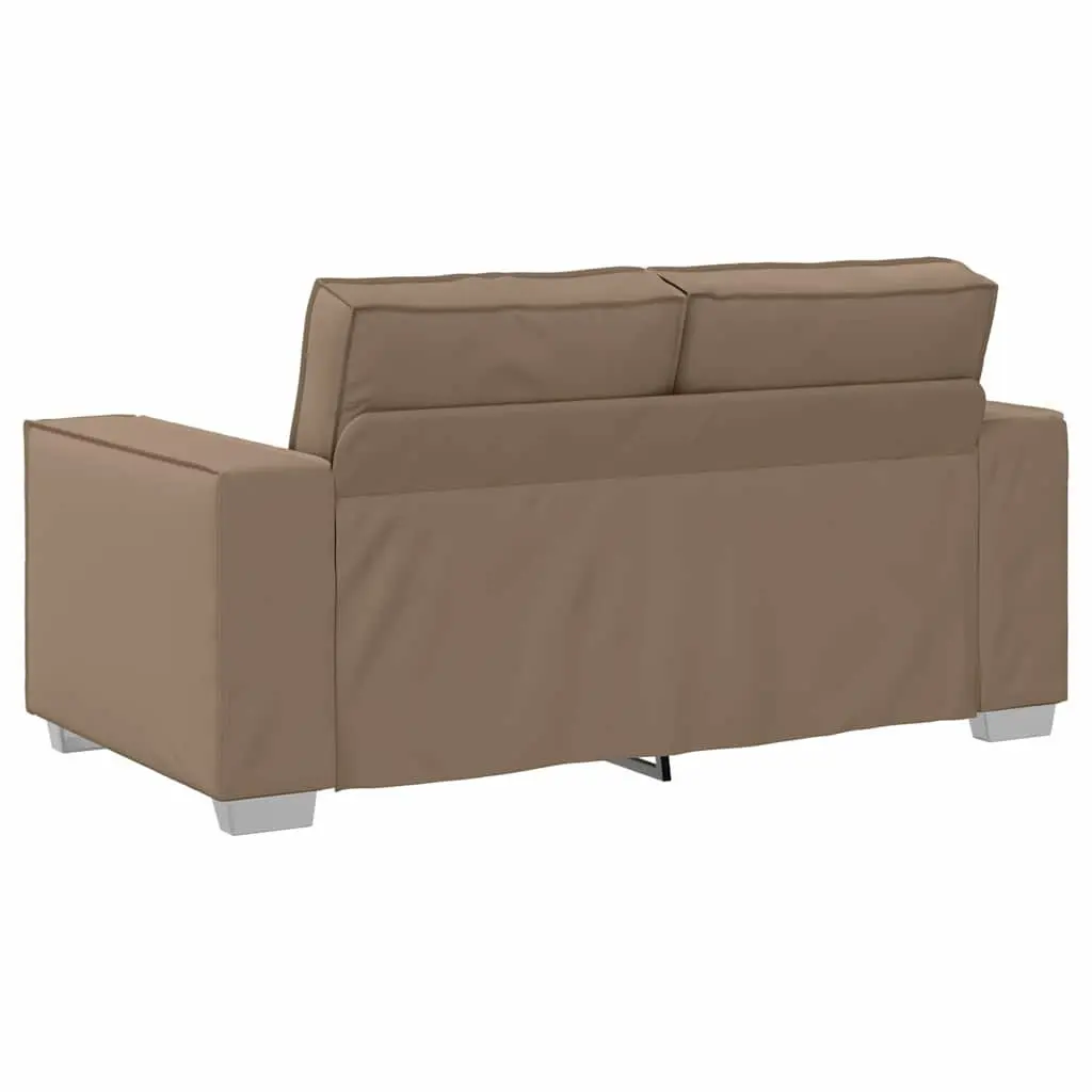 Faux Leather Loveseat Sofa 2 Seater 160 cm Indoor Seating Cappuccino Brown