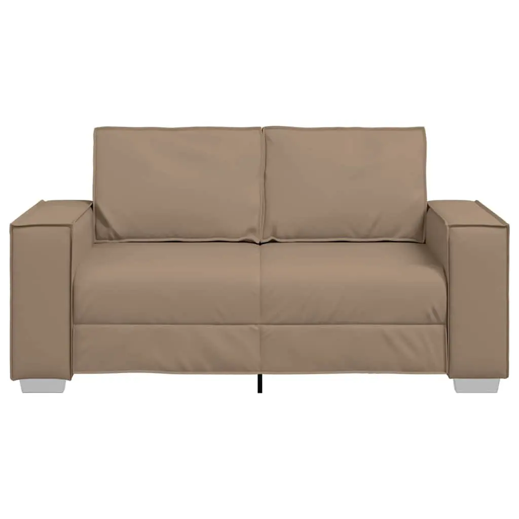 Faux Leather Loveseat Sofa 2 Seater 160 cm Indoor Seating Cappuccino Brown