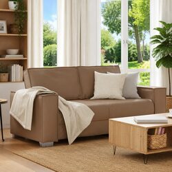 Loveseat Sofa 180 cm Modern Living Room Seating Brown Faux Leather Furniture
