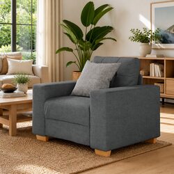 Sofa Chair Grey Fabric Lounge Seat Padded Armchair Living Room Furniture