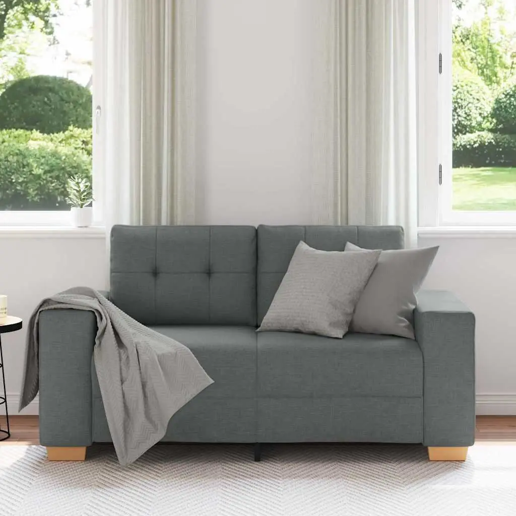 Loveseat Sofa Dark Grey Fabric 160x77x82 cm 2 Seater
