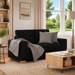 Loveseat Sofa Black 160x77x82 cm Two Seater Lounge Chair Relax Compact