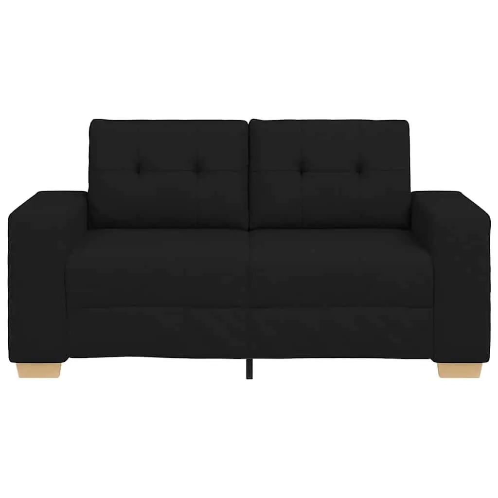 2 Seater Loveseat Sofa Black Fabric Lounge Couch Living Room Seating 160x77x82cm