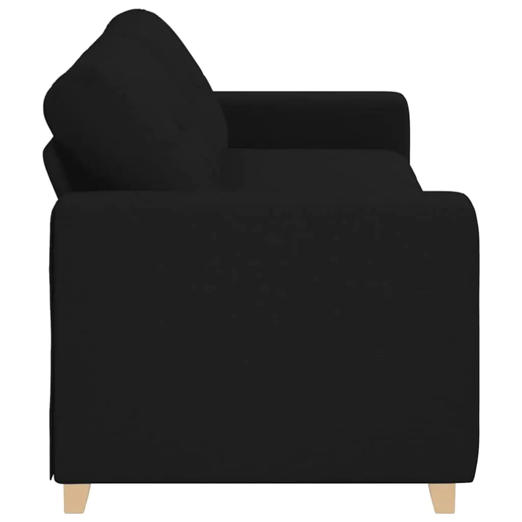 3-Seater Sofa Black Fabric Modern Living Room Lounge Couch Relax Seating 220cm