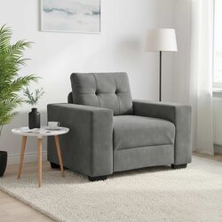 Sofa Chair Grey Velvet Lounge Seat Modern Living Room Armchair Relaxation