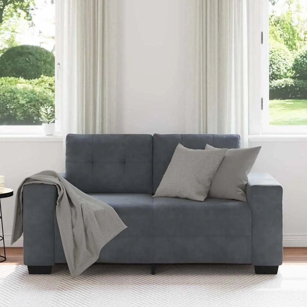 Loveseat Sofa Dark Grey Velvet 2 Seater 160 x 77 x 82 cm