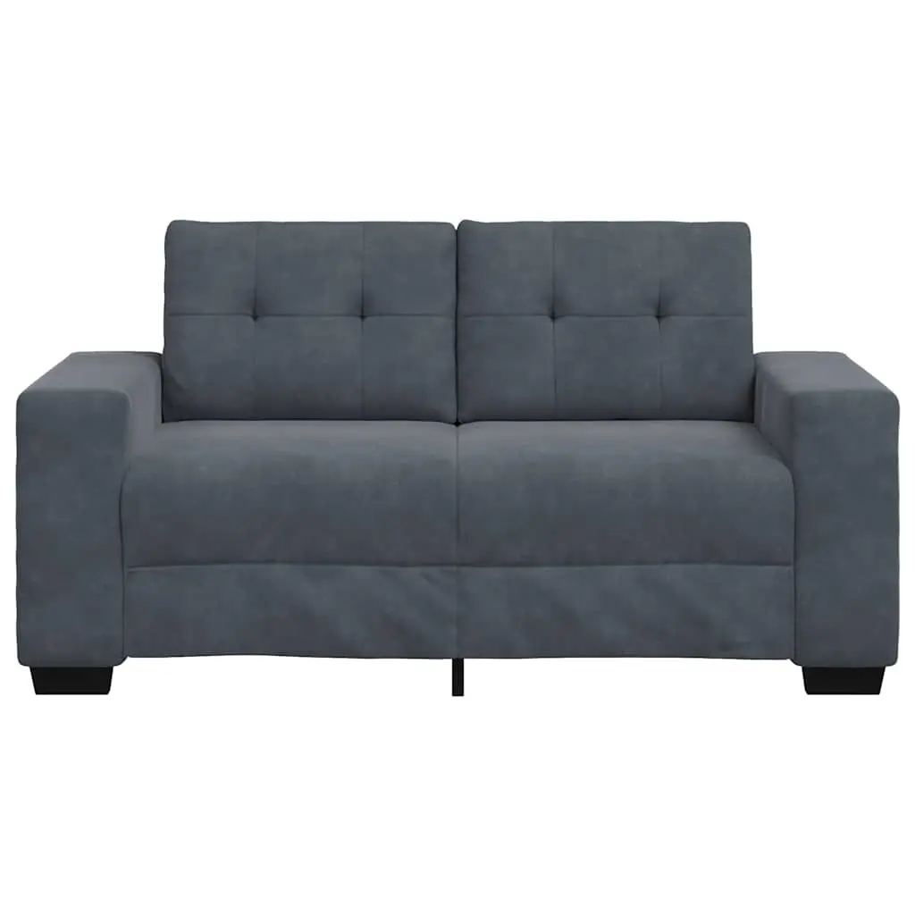 Loveseat Sofa Dark Grey Velvet 2 Seater 160 x 77 x 82 cm