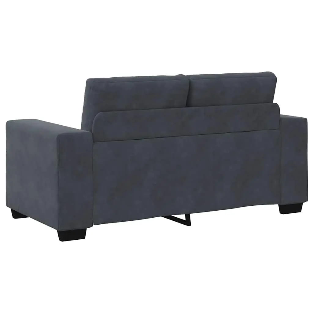 Loveseat Sofa Dark Grey Velvet 2 Seater 160 x 77 x 82 cm