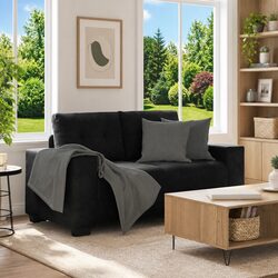 Choose Comfort with Our Black Velvet Loveseat Sofa