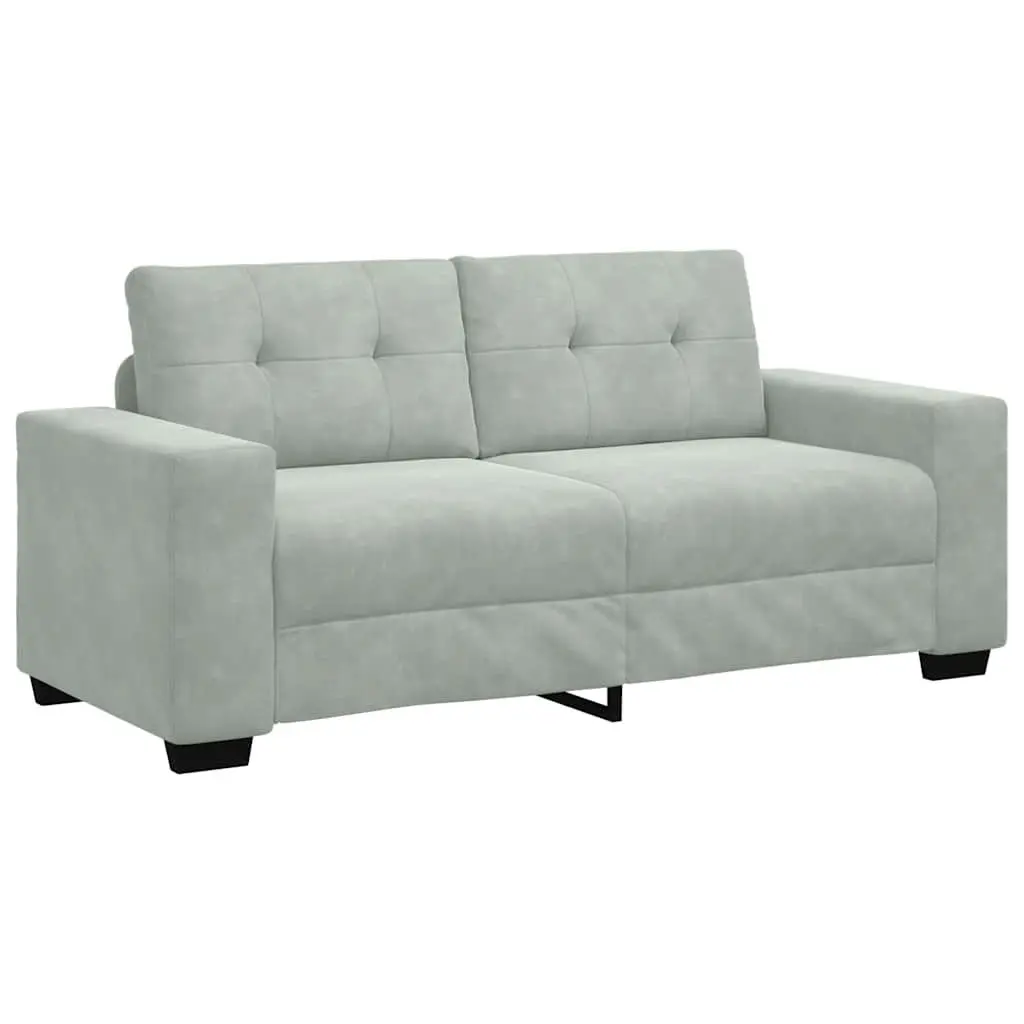 Loveseat Sofa Light Grey Velvet 2 Seater