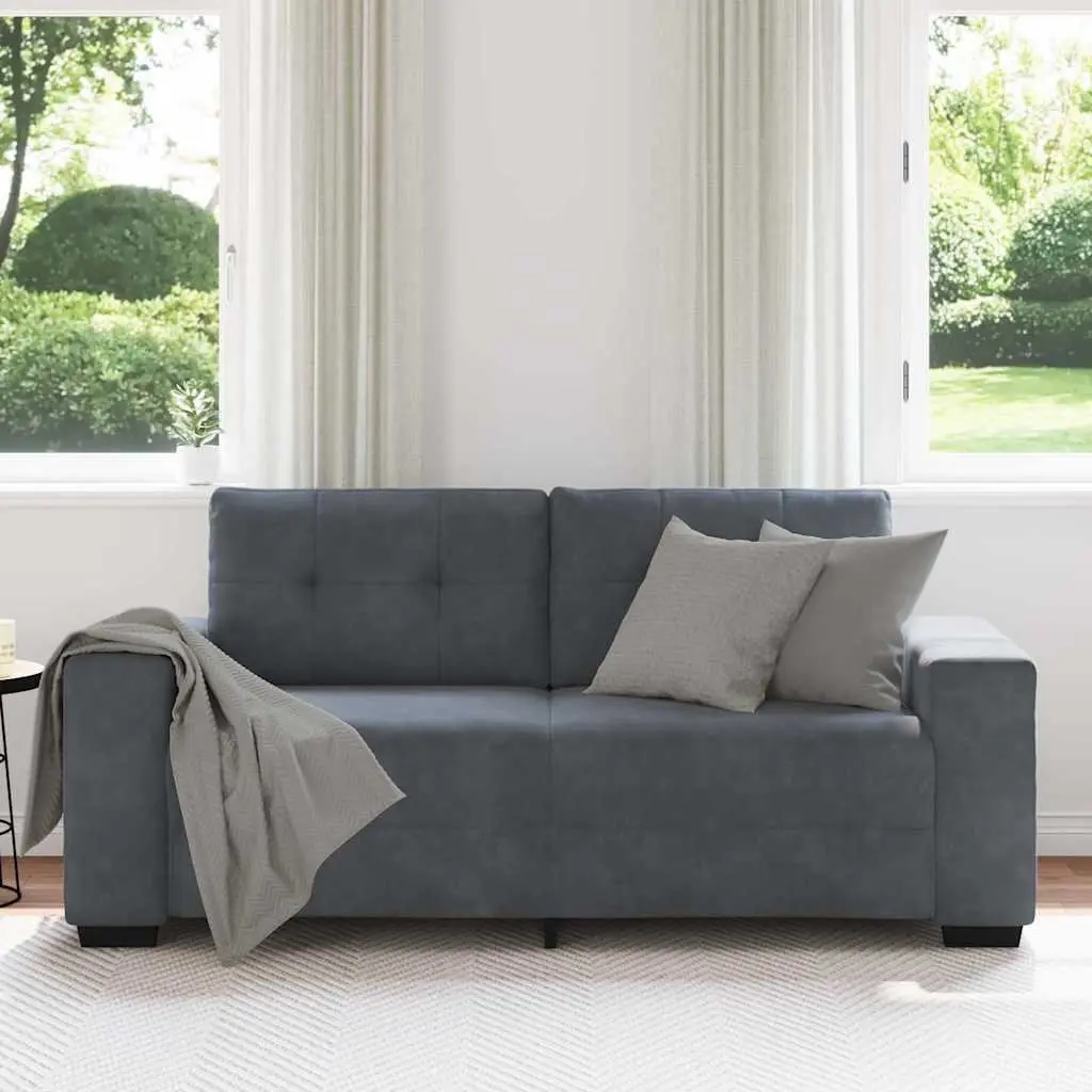 Loveseat Sofa Grey Velvet Fabric Modern Living Room Seating 180x77x82cm
