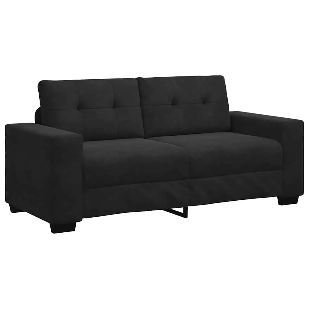 Loveseat Sofa Black Velvet 180x77x82cm Comfortable Padded Seating Armchair