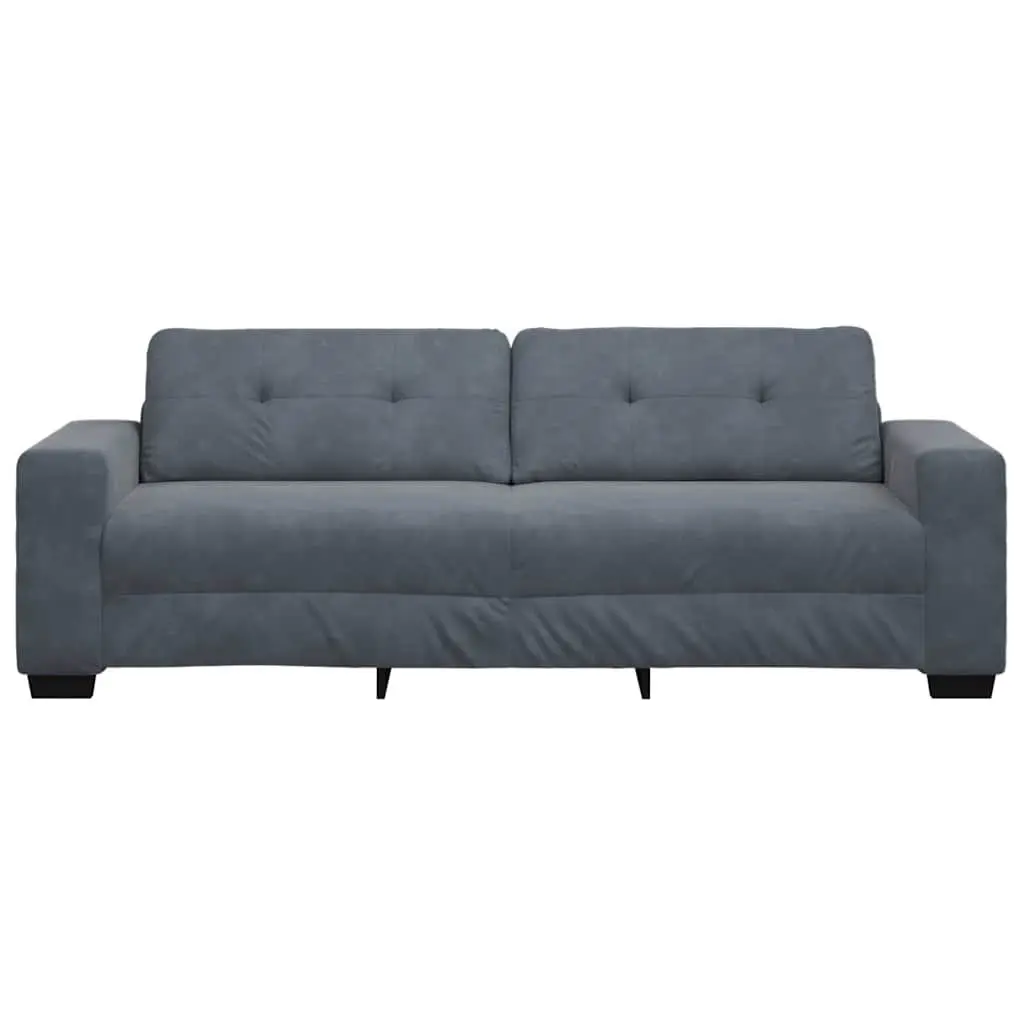 Grey Velvet 3-Seater Sofa