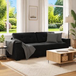 You Deserve a Cozy 3-Seater Black Velvet Sofa