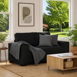 2-Seater Sofa Black Fabric Lounge Living Room Furniture Couch 160x77x82 cm