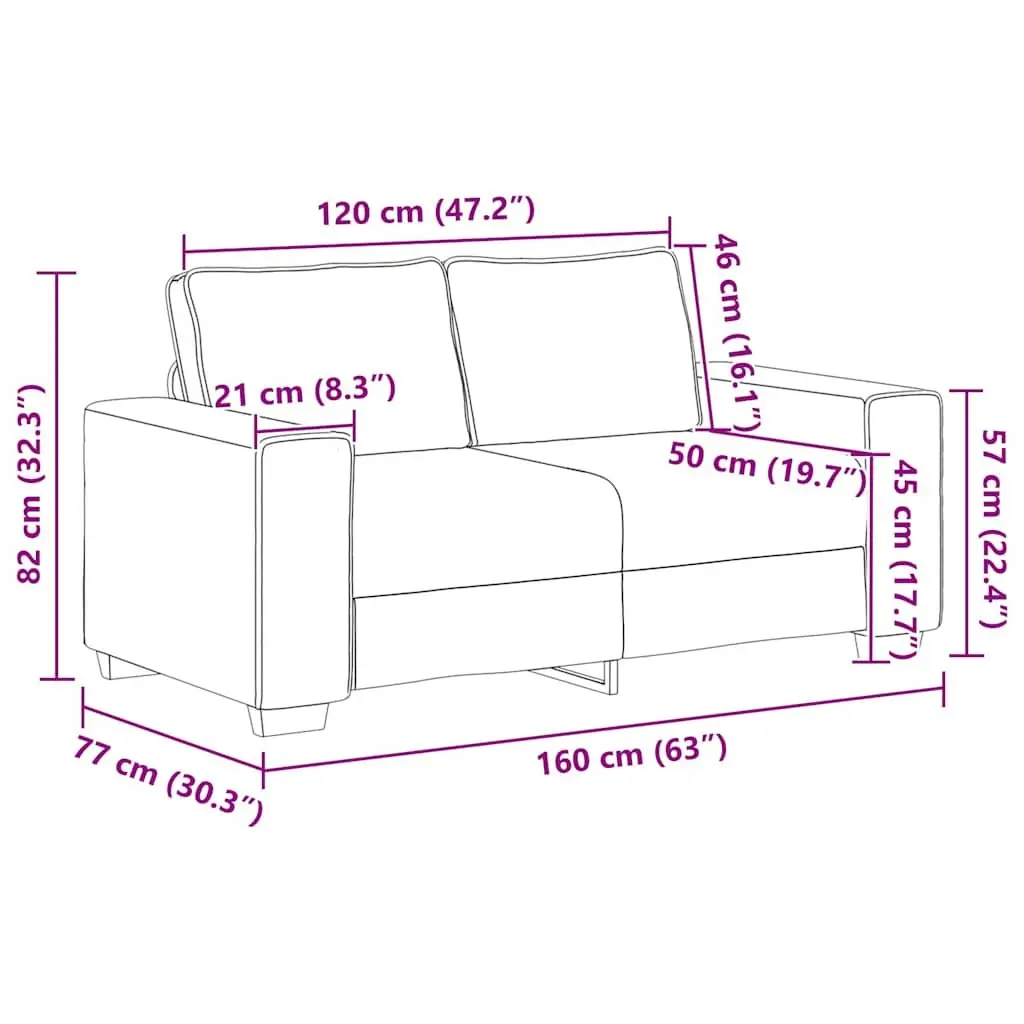 2-Seater Sofa Black Fabric Lounge Living Room Furniture Couch 160x77x82 cm