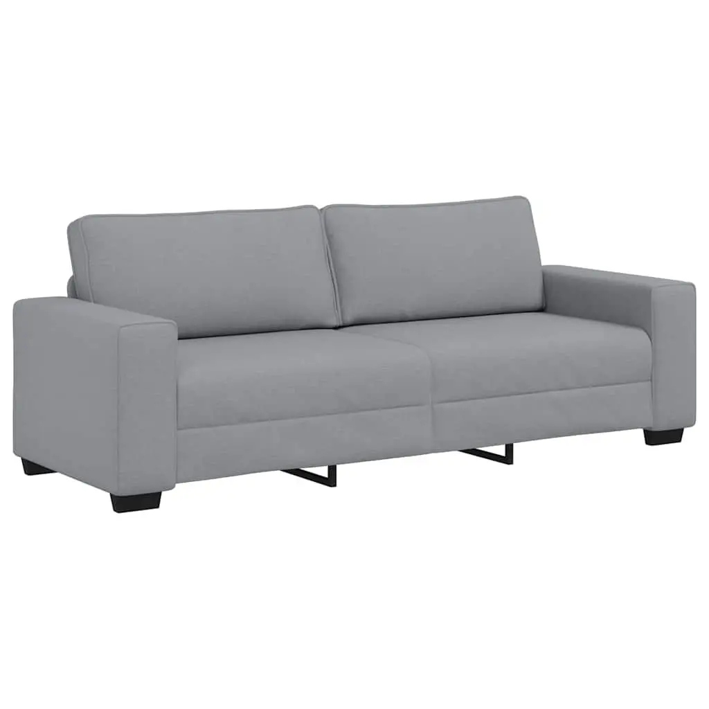 3-Seater Sofa Grey Fabric Upholstered 220x77x82cm