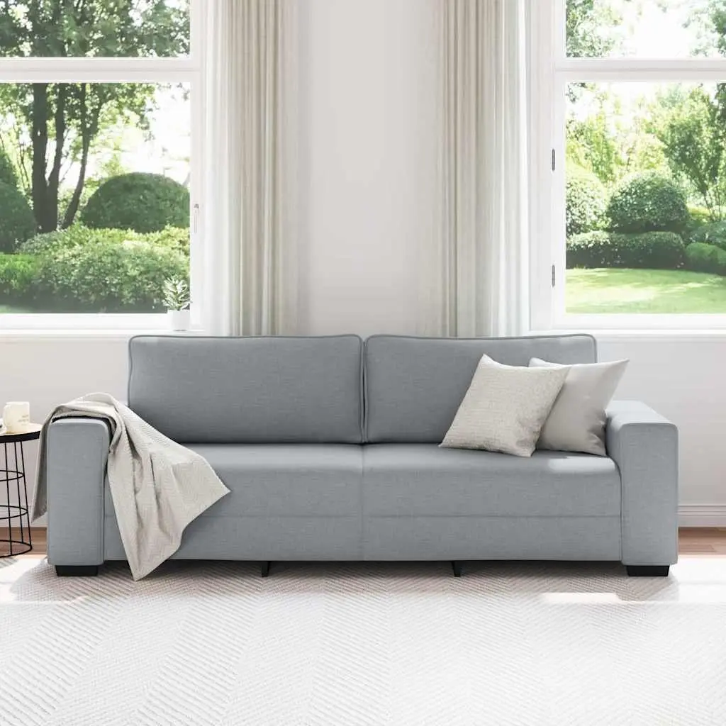 3-Seater Sofa Grey Fabric Upholstered 220x77x82cm